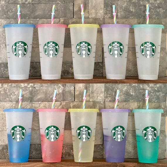 Starbucks Glass Color-changing Coffee Mugs w/ Lid Cups Gifts