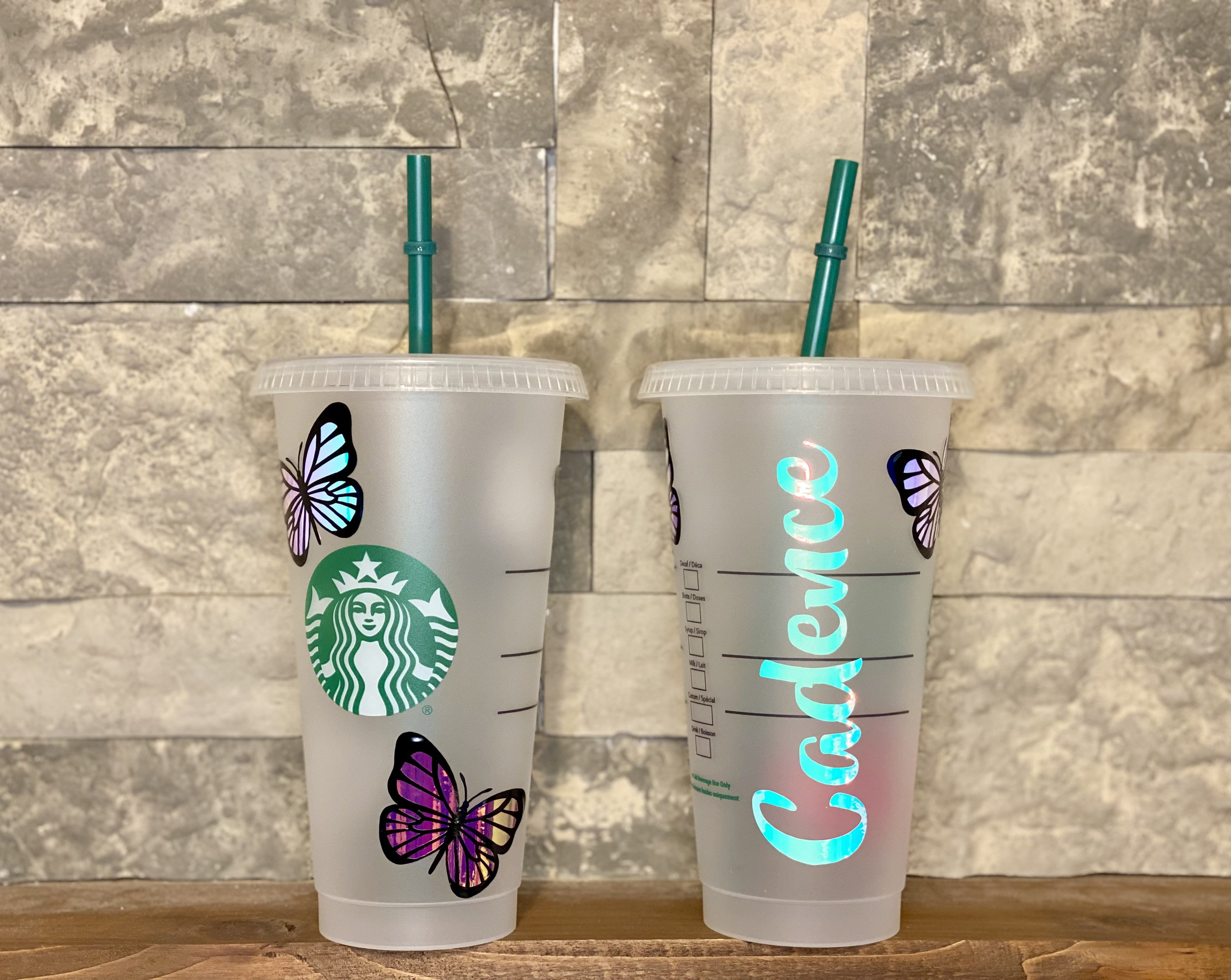 Holographic Butterfly Starbucks Cup!! Personalized/ Gift Ideas in