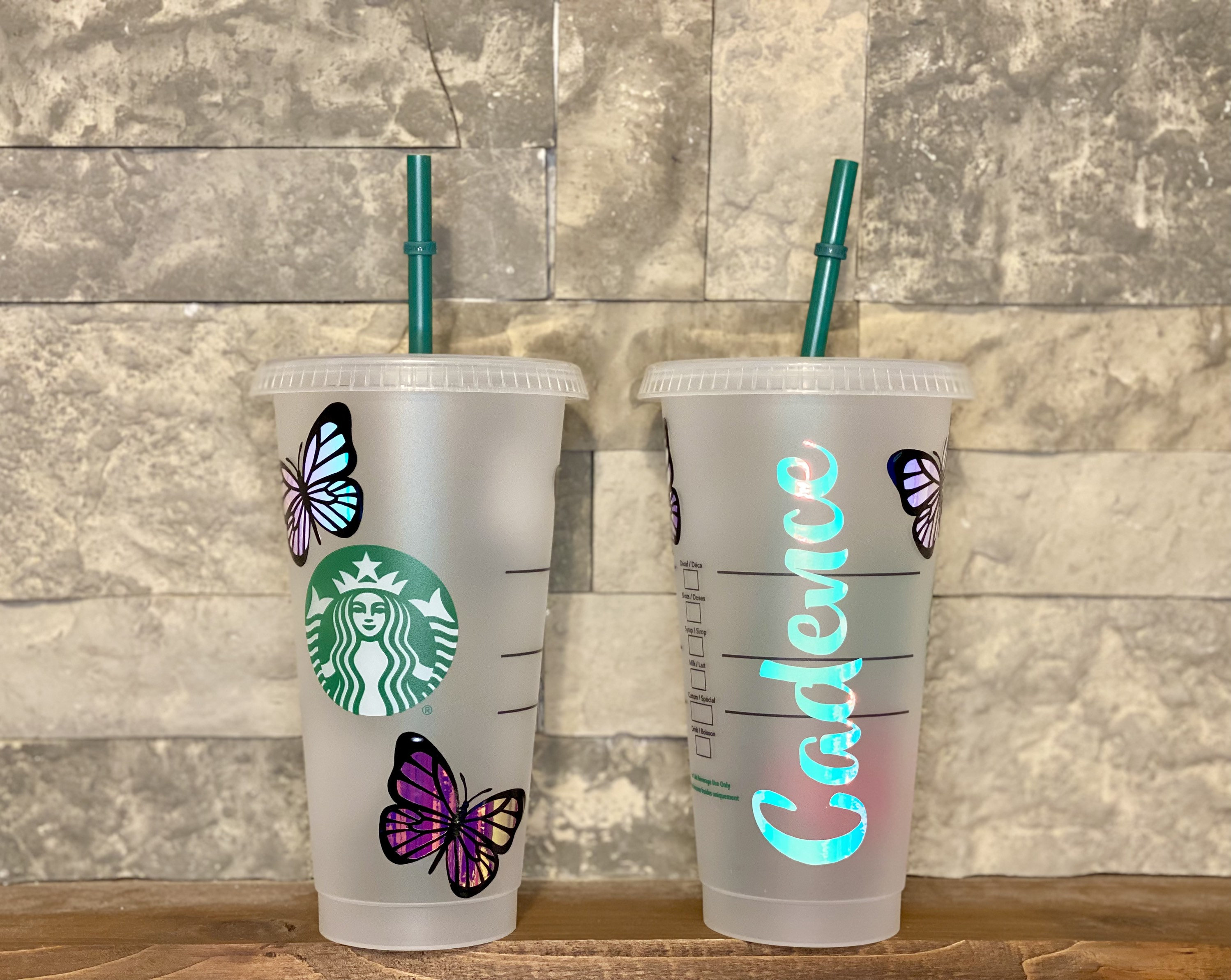 custom starbucks cups butterfly