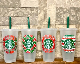 CHRISTMAS STARBUCKS CUP | Custom holiday tumbler | Holiday Personalized cup | Reusable Aesthetic gift | Christmas Themed cup