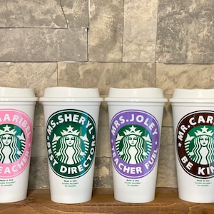 TEACHER Starbucks Cup | Gift for Teacher | Personalized Tumbler with name | Custom Reusable hot cup with lid Starbucks Appreciation Day Gift
