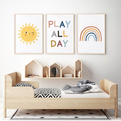 PLAY Print Playroom Wall Art Decor Nursery Wall Art Decor Etsy