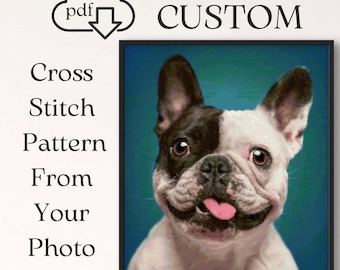 Personalized cross stitch pattern from photo, Custom cross stitch, Puppy Embroidery, Animal cross stitch, Pet x-stitch, Cat pdf cross stitch