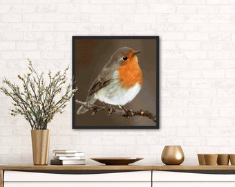 Patrón de punto de cruz. Petirrojo. Archivo PDF. Carga rápida.