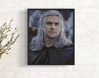 The Witcher Cross Stitch Pattern, Fast Loading PDF File, Henry Cavill Stitch Pattern, Embroidery Pattern The Witcher, Custom Stitch Pattern