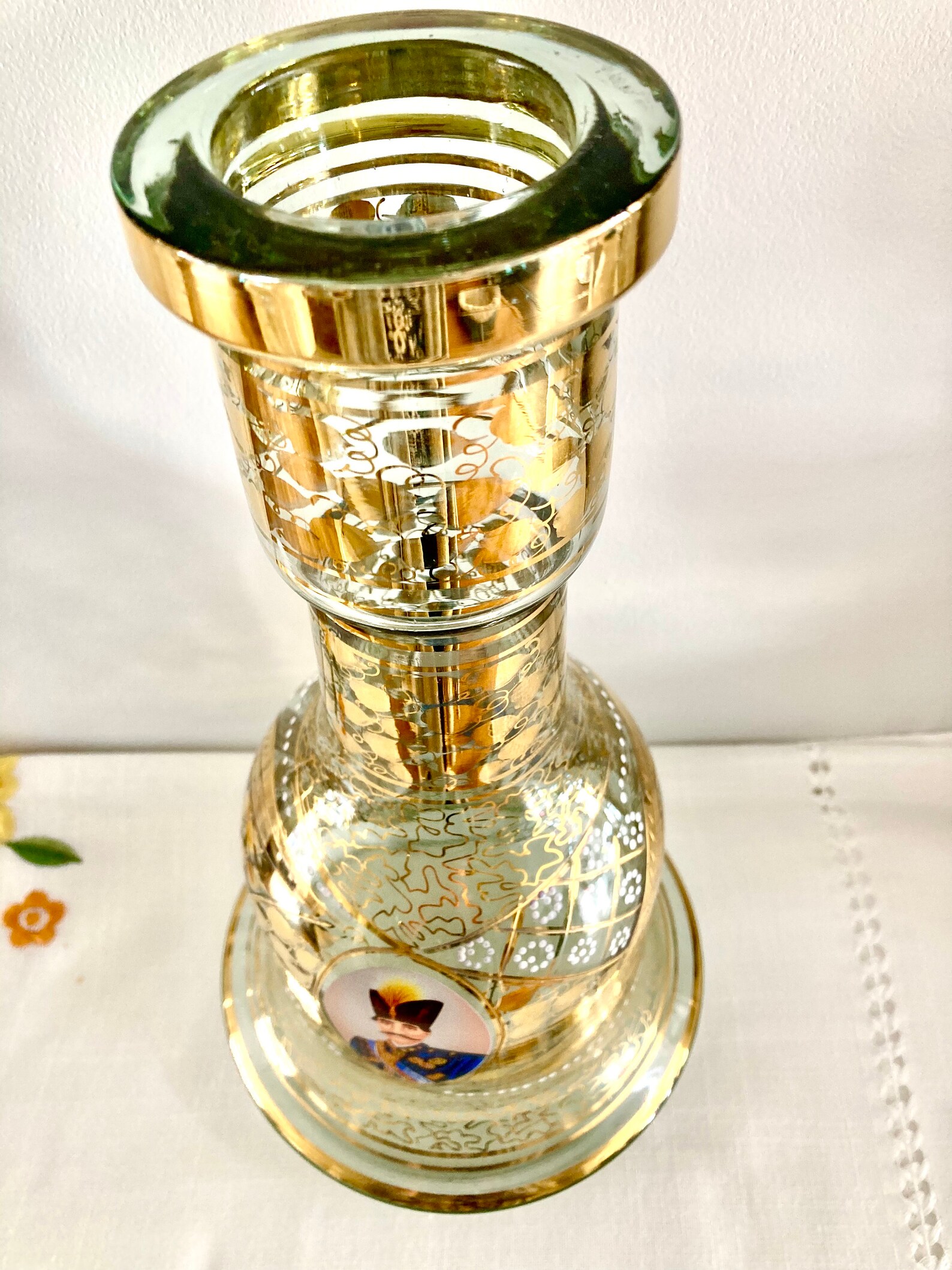 Vintage Hookah Base Qajar Bohemia Clear Glass Gold Gilt Etsy