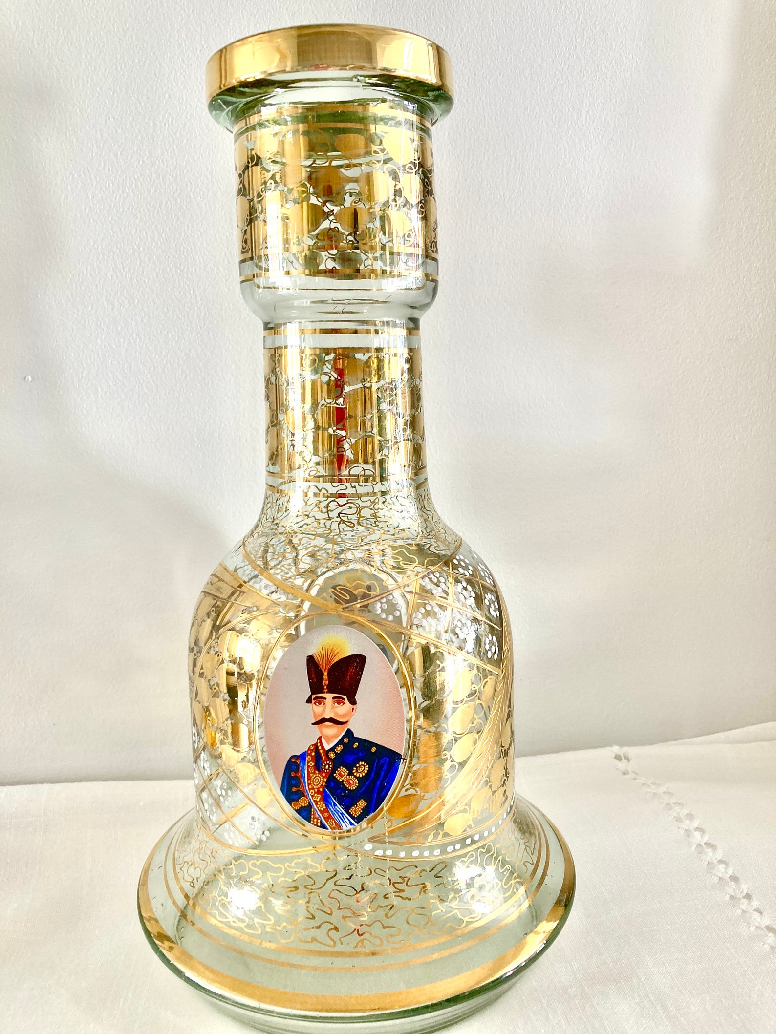 Vintage Hookah Base Qajar Bohemia Clear Glass Gold Gilt Etsy