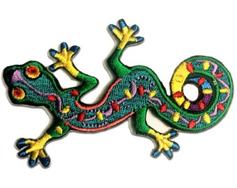 Gecko - Salamander  - Applikation - Bügelbild  - 9,4x6cm - Aufbügeln - Patch - Aufnäher -