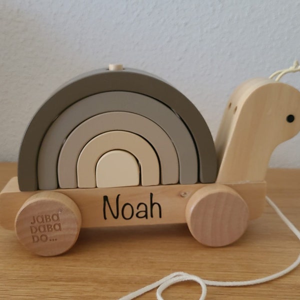 Jabadabado - Nachziehtier Schnecke - Stapelturm - Geschenkidee - Baby - Kleinkind  -- Holz -- personalisierbar --