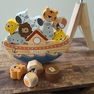 Balancing game Ark Safari - customizable - wooden toys - toys - children - from 36 months - motor skills - gripping -