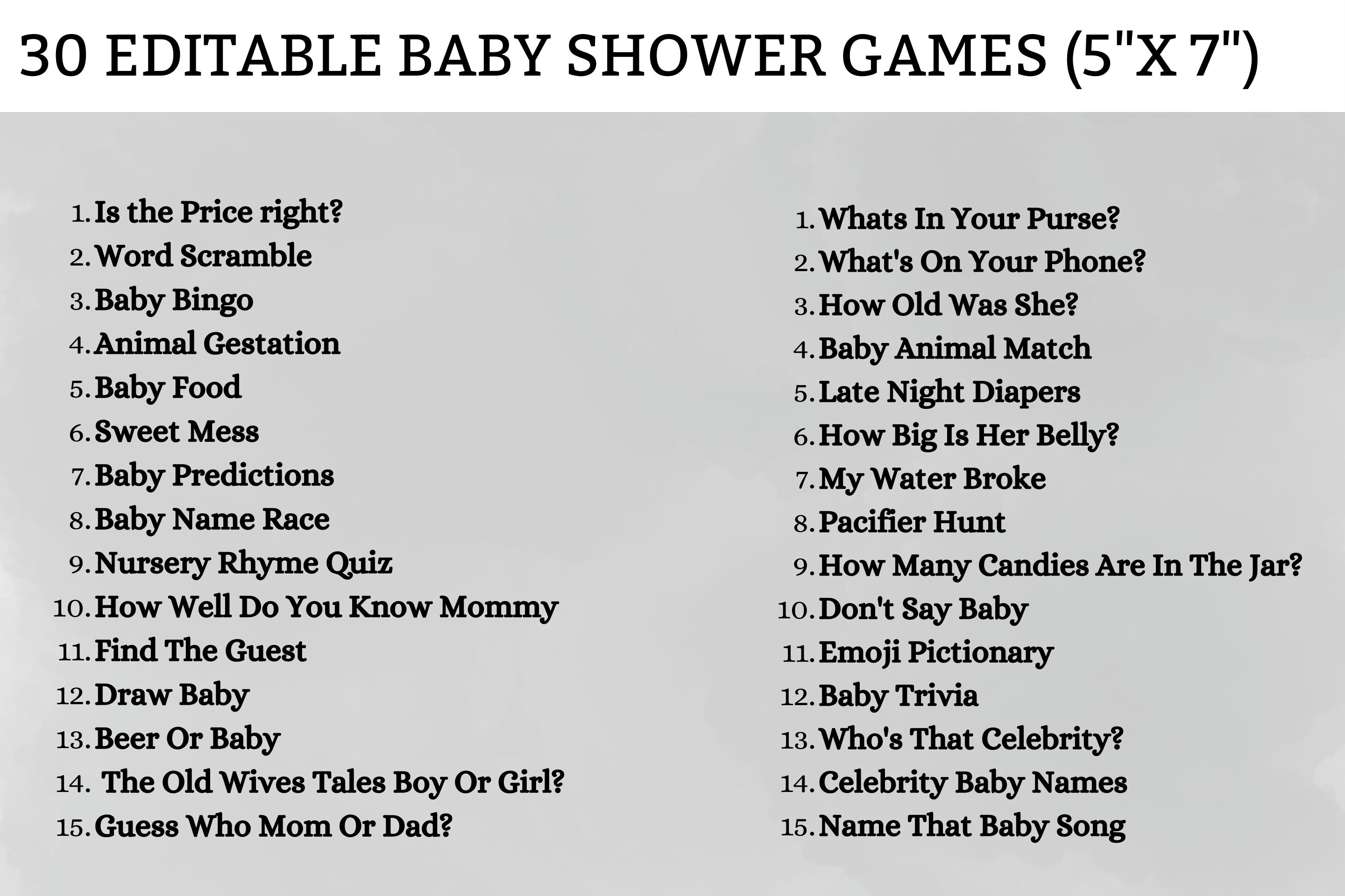 30 Minimalist Baby Shower Games, Modern Baby Shower Games, Gender Neutral, Popular Baby Shower