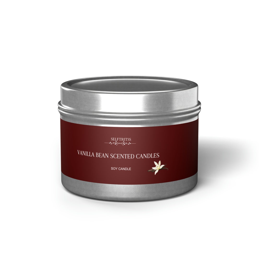 Vanilla Bean Scented Soy Candle Tin Available in Gold ,black and Silver