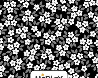 Modèle sans couture dessiné main | Petites fleurs noires | Téléchargement numérique | Licence commerciale incluse