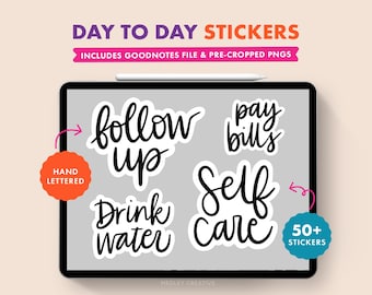 Stickers agenda pour GoodNotes | Lettres manuscrites | Agenda numérique | Pack d'autocollants numériques