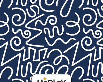 Modèle sans couture dessiné main | Griffonnages bleu marine | Téléchargement numérique | Licence commerciale incluse