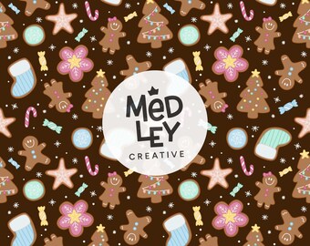 Modèle sans couture de biscuit de pain d'épice de Noël | Chocolat | Téléchargement numérique | Licence commerciale incluse