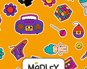 Kidcore Nostalgie des années 90 | Modèle sans couture groovy dessiné à la main en orange | Téléchargement instantané PNG