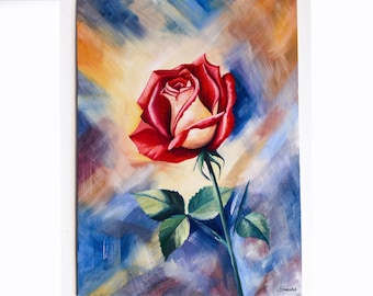 Rose Painting, Floral Painting Flowers Wall Art, Original Art, Painting on Canvas Oil, Painting by Ernika