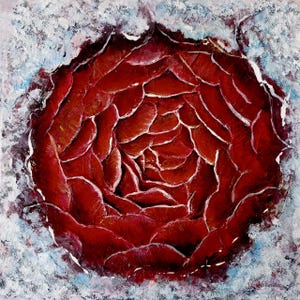 Rose im Snow Painting Flowers Painting, Original Art, Floral Painting, Painting on Canvas, Living Room Wall Art, Gift Painting by Ernika