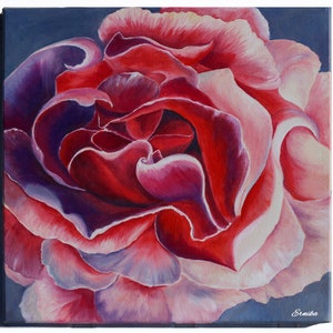Rose Painting, Flowers Painting, Original Art, Floral Painting, Painting on Canvas, Living Room Wall Art, Gift for Women Painting by Ernika