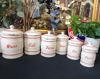 Lot De Boîtes émaillées Françaises Anciennes – Damier Rouge – Mint – B&B – Vintage