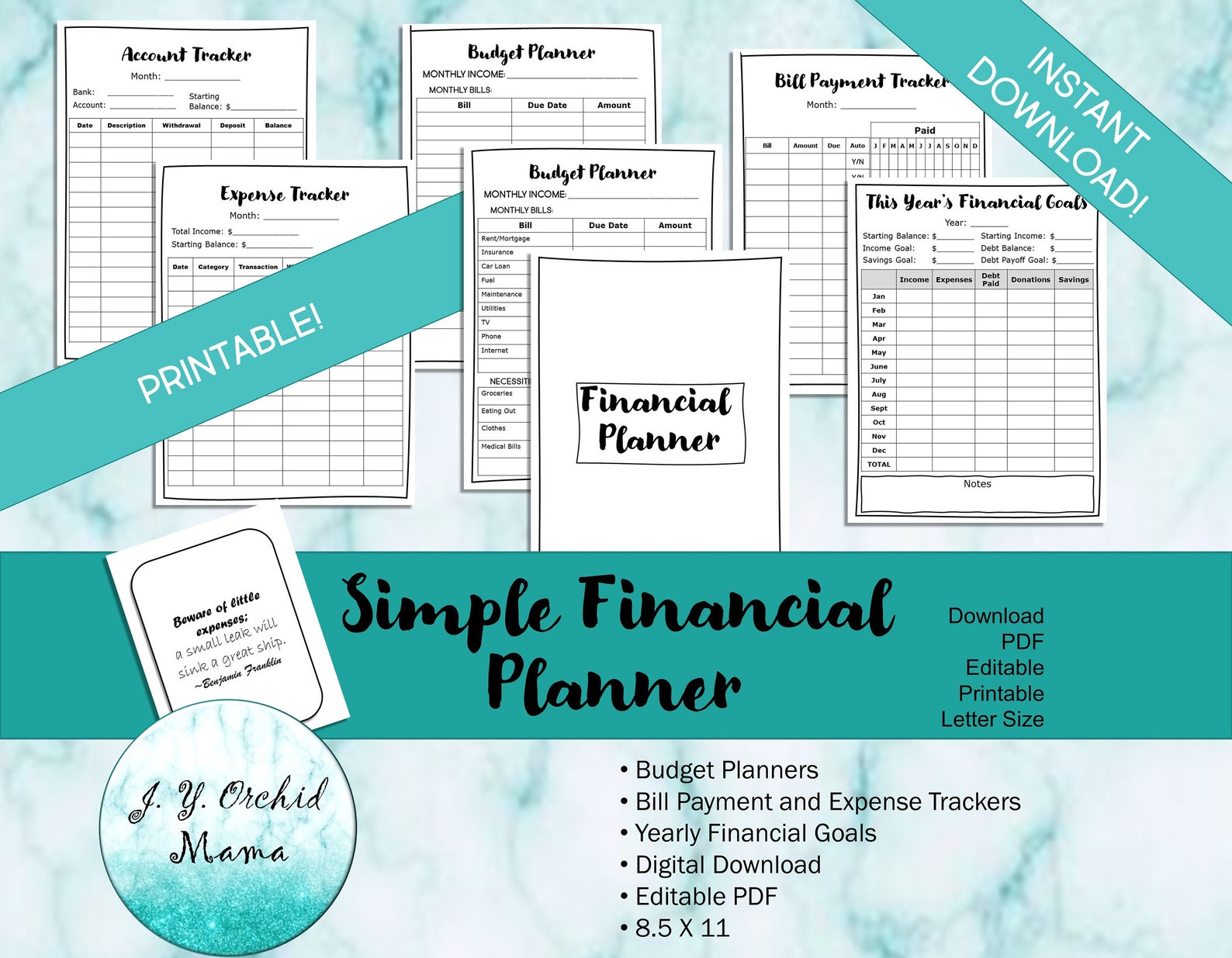 Basic Financial Planner Template PDF Financial Planner Etsy