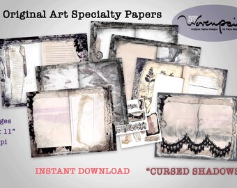 CURSED SHADOWS, Grungy Junk Journal-Unique Digital Printables, Ephemera, Background Pages, Collage, Multi-Media,Instant Download