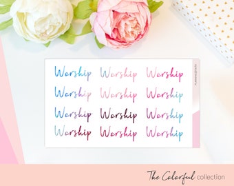 Worship Meeting Words Stickers - Sticker Script stickers Faith Planner Word Stickers