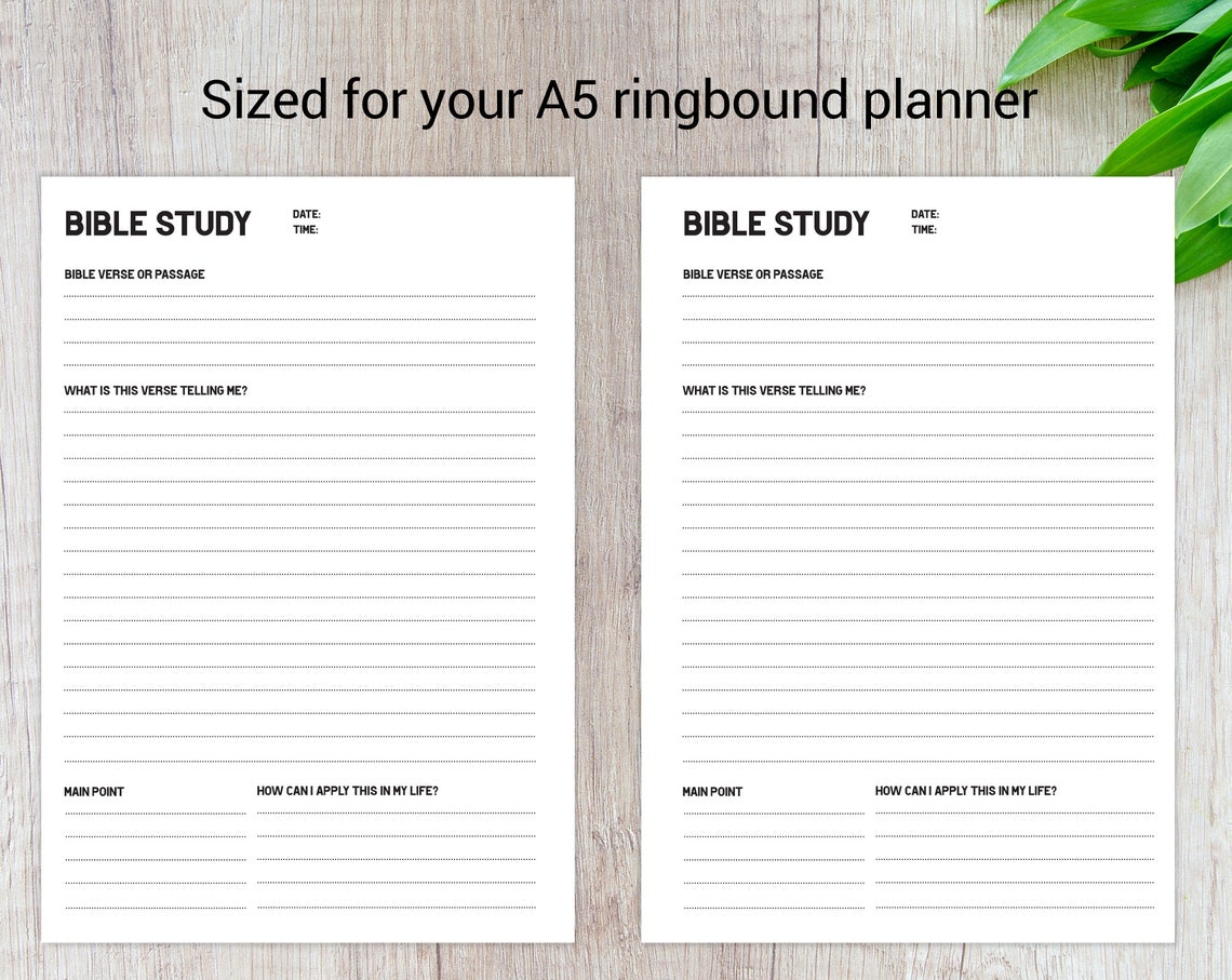 Bible Planner Study Insert A5 Minimalistic, War Binder A5 Insert, Bible ...
