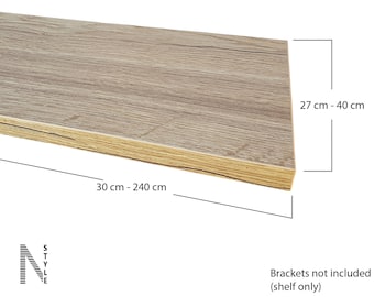 27cm ,30cm ,33cm, 35cm, 37cm,40cm Deep wall Shelves. Old Oak Colour. Various Lengths and depths or customer size