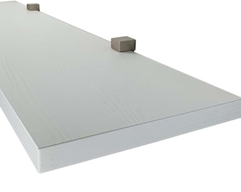 14.2cm, 19.2cm, 22cm, Deep Wall Shelves With Mini Brackets. White Feelwood Pinegrain. Various Lengths and depths or customer size.