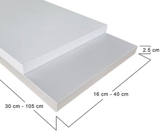 Alcove shelving. 2.5 cm thick  shelves with alcove brackets. Any size up to 40cm deep and 105 cm long. White ,light  grey ,black