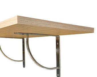 90cm long x 33cm Deep Wall Shelf With 2  chrome Bracket .Shelves available in wood grain White, Black, Smoked oak, Sandy Grey, Light grey