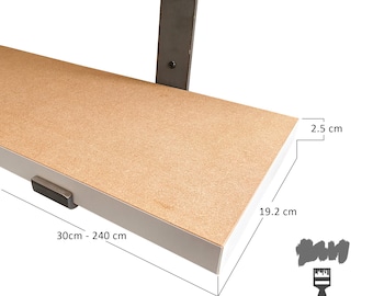 25mm MDF Wall Shelf with Industrial Brackets, DIY Ready