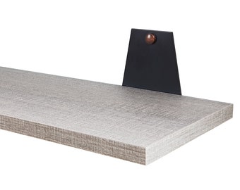 90cm long wall shelves with coloured brackets. Modern grey. Various sizes.