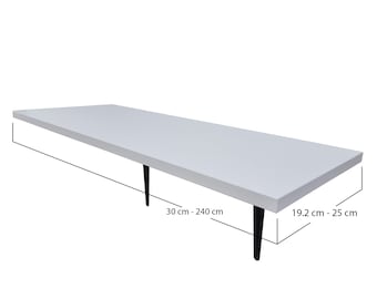 19.2cm, 22cm, 25cm Deep Wall White Shelf With Brackets. White Colour. Various Lengths and depths or customer size.