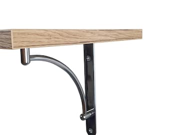 Deep Wall Shelf with Brackets, Old Oak Finish, Custom Length