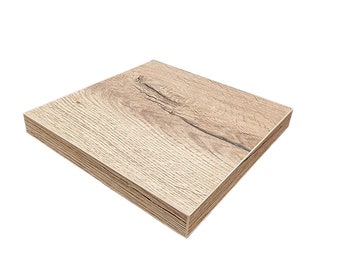 15 x 15 x1.8 cm shelf sample. Old oak, white, sandy grey or smoked oak colour.