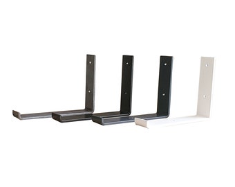 Industrial style single shelf bracket. Rustic raw steel or painted. Perfect for rustic style wood shelves, MDF or melamine modern shelving.