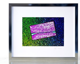 Geometric Green / Blue / Pink Abstract 5x7" Print, PsYchEdELiC FiNE aRT Print, Framed Digital Art :]