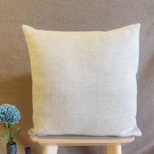 Leinen Kissenbezug, beige Leinenstruktur Dekokissen, Naturgewebe