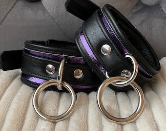 Mystical purple leather wrist cuffs by LoquaciousLeatherCo