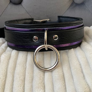 Mystical Metallic Purple and Black leather o-ring collar by LoquaciousLeatherCo image 2