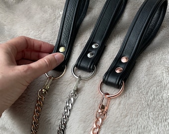 Black chain leash by LoquaciousLeatherCo