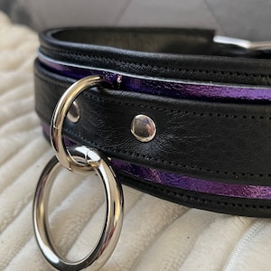 Mystical Metallic Purple and Black leather o-ring collar by LoquaciousLeatherCo image 4