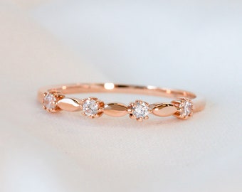 Rosegold CZ Diamond Ring 925 Sterling Silver Ring Tiny Ring Dainty Ring Minimalist Ring 925 Sterling Silver Promise Ring Gift for Her
