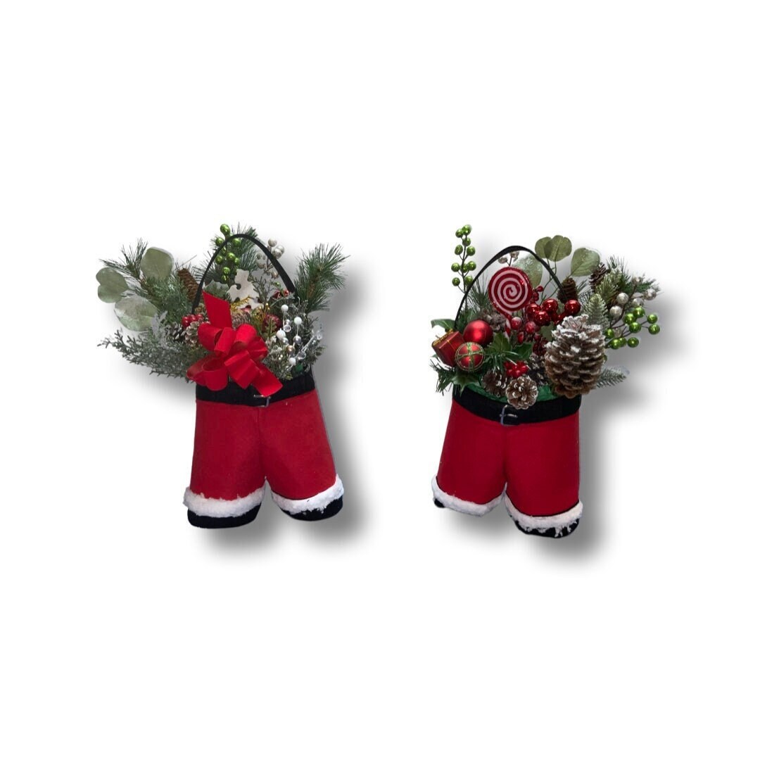 Christmas Gift Baskets, Santa Clause Gift Tote Bag, Santa Pants Holiday