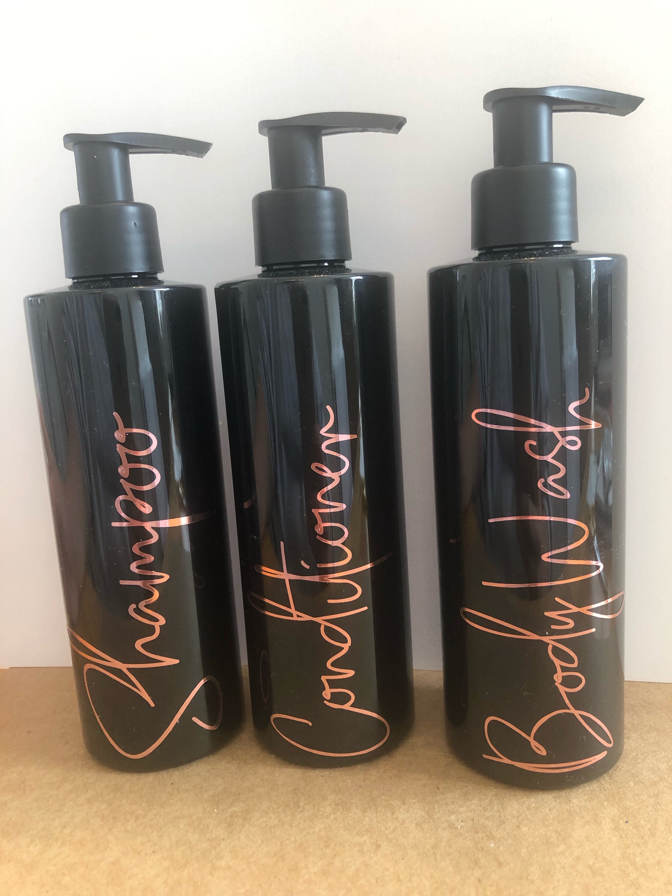 Black Personalised Shower Bottle Set of 33 250ml Shower Set Etsy
