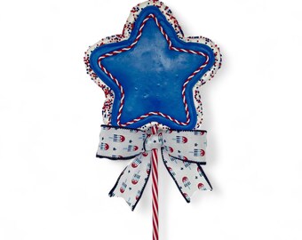 Patriotic star fake sucker, Fourth of July wreath pick, tiered tray decor fake bake for summer decorations