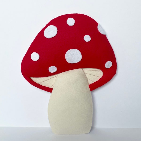 Polka dot mushroom wreath attachment, woodland wreath sign, large red and white mushroom